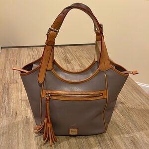 Dooney & Bourke Gray and Tan Leather Tote Bag